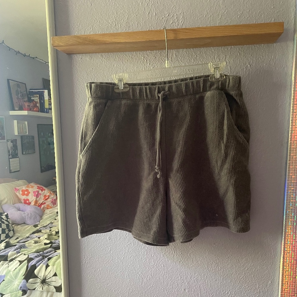 PINK Victoria's Secret Oversized Ribbed Shorts, Heather Blue, Size L